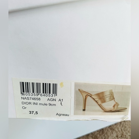 Christian Dior Gold/ Champagne logo embellished high heel mules EU 37.5 - Picture 8 of 10